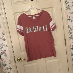 PINK shirt, HAWAII in front in Sparkly letters. Size L, NWOT